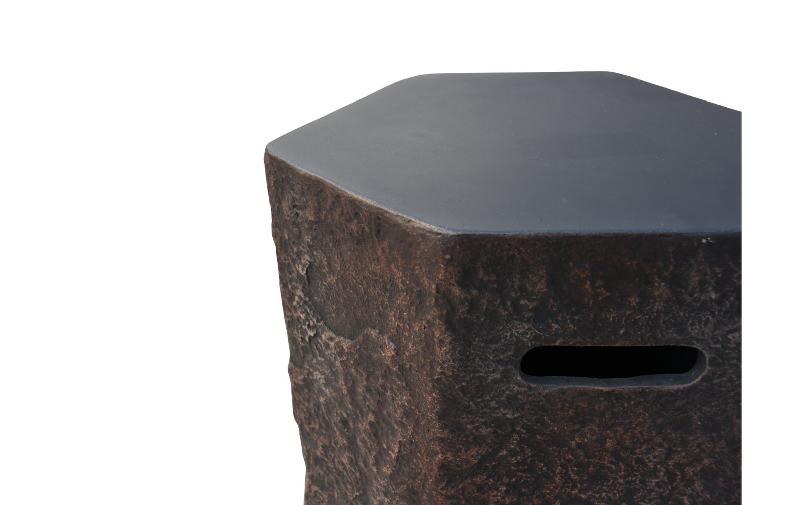 The COLUMBIA bottle cover in a natural stone finish up close
