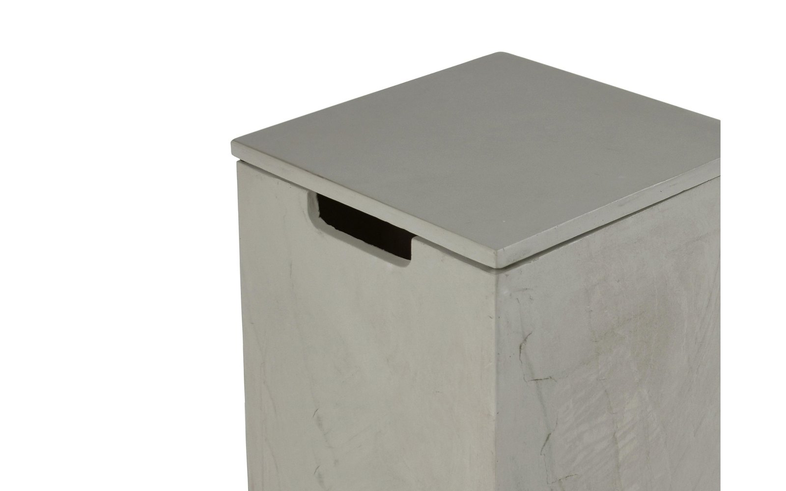 Bottle cover with a slate finish and lid up close