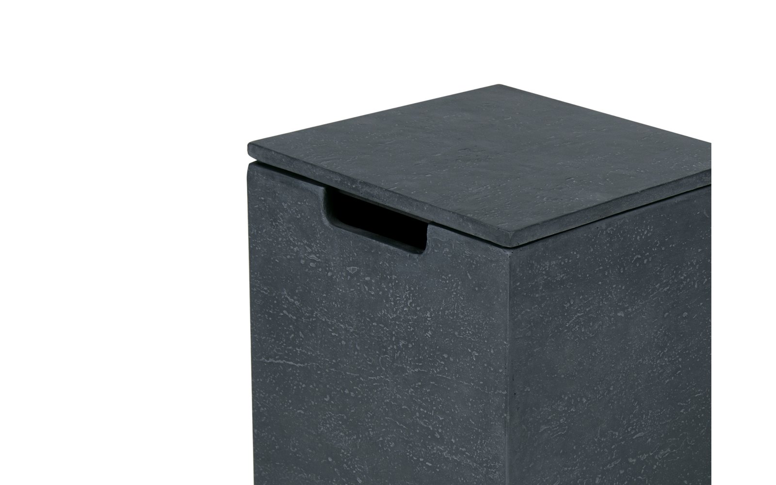 Dark grey bottle cover with a lid up close