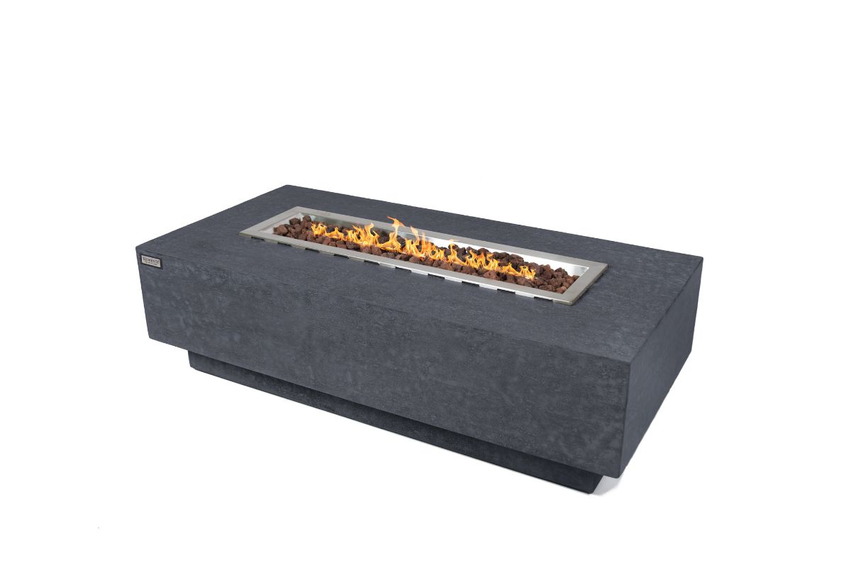 KINGSALE Dark Grey table with a lit fire pit